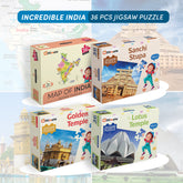 Buy Map of India, Sanchi Stupa, Golden Temple and Lotus Temple Jigsaw Puzzle for Kids 4 to 6 Year